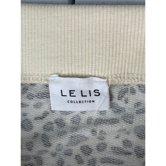 Le Lis Women's Drawstring Skirt Animal Print S Cream Gray Polyester Spandex - Picture 3 of 5